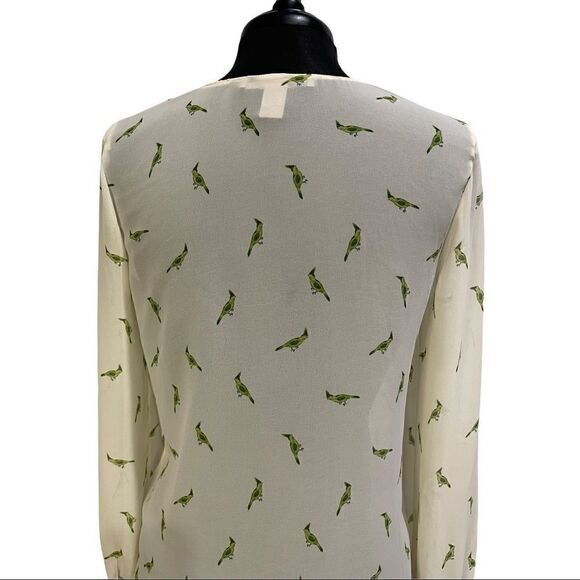 𝅺forever21 Sheer Parrot Print Blouse Sz S - Picture 7 of 13